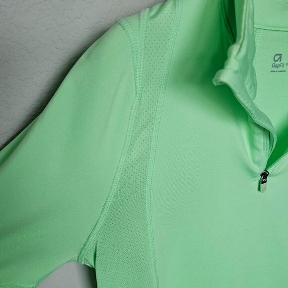 Like New! Worn ONCE - XS Gap Fit Quarter-Zip Pullover, Neon Green - Athletic Fit - Picture 4 of 11